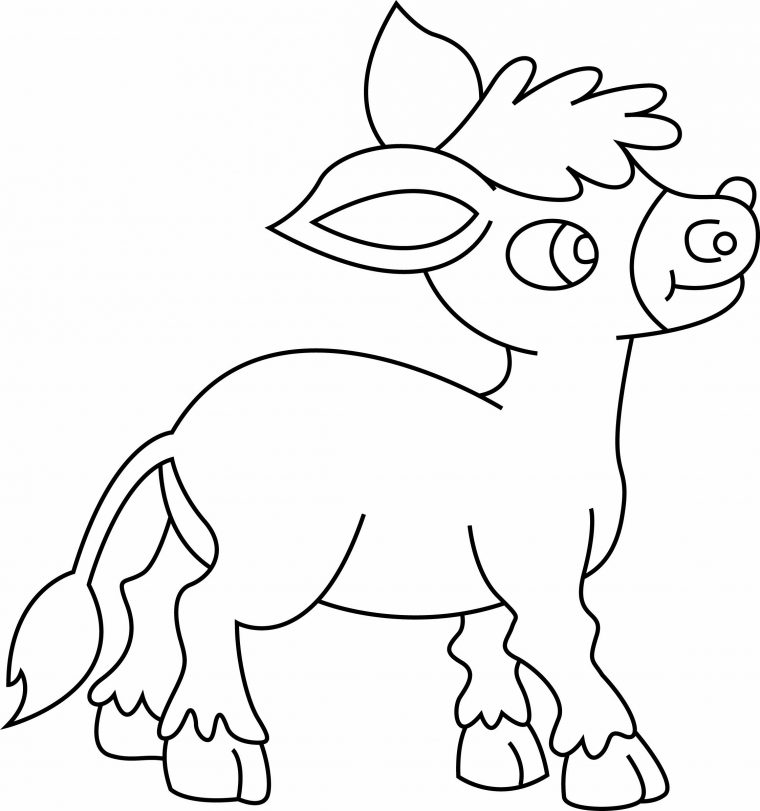 Coloriage – Animaux : Ane 01 – 10 Doigts concernant Ane Dessin