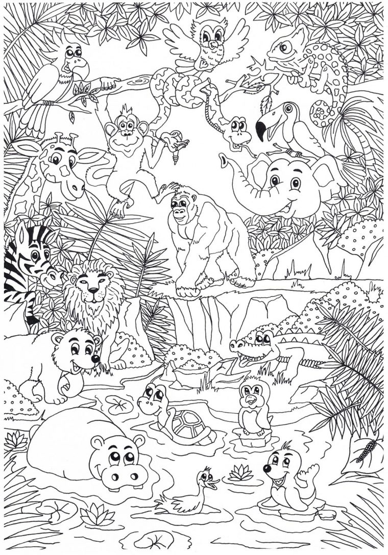 Coloriage Animaux Dans La Jungle – Coloriages Gratuits À tout Dessin Des Animaux A Imprimer