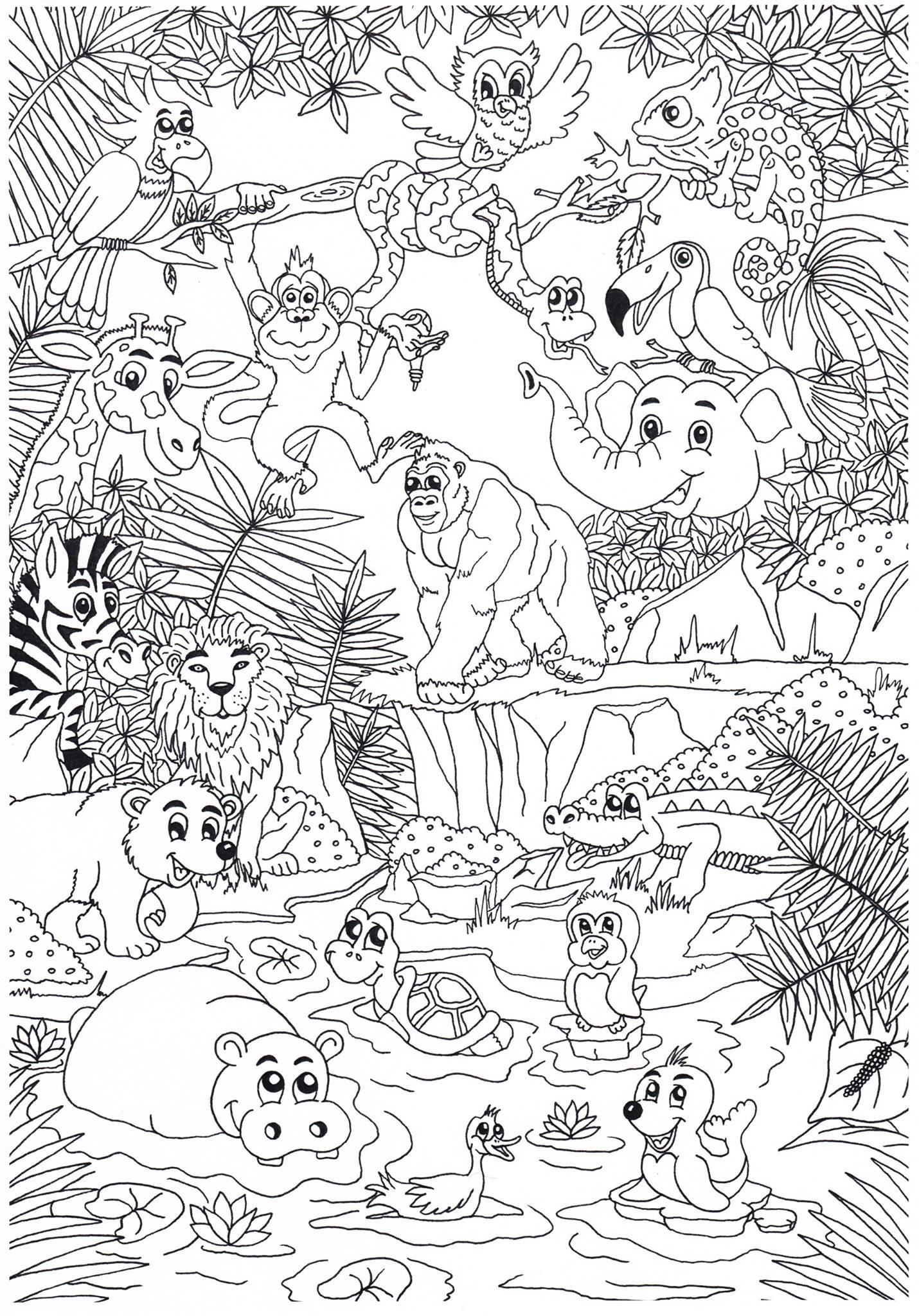 Coloriage Animaux Dans La Jungle - Coloriages Gratuits À tout Dessin Des Animaux A Imprimer