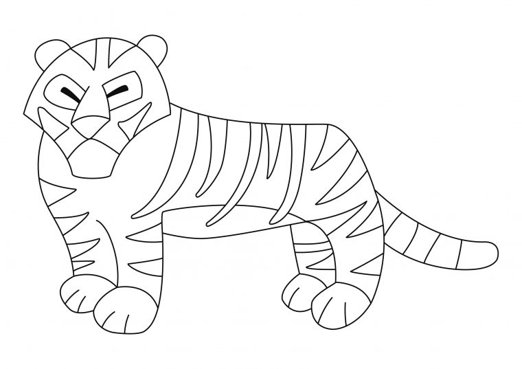 Coloriage – Animaux : Tigre 01 – 10 Doigts destiné Tigre Coloriage