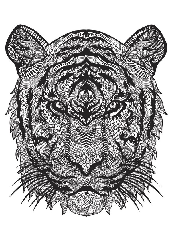 Coloriage Anti-Stress Zen Tigre Dessin Gratuit À Imprimer tout Coloriage À Imprimer D Animaux 