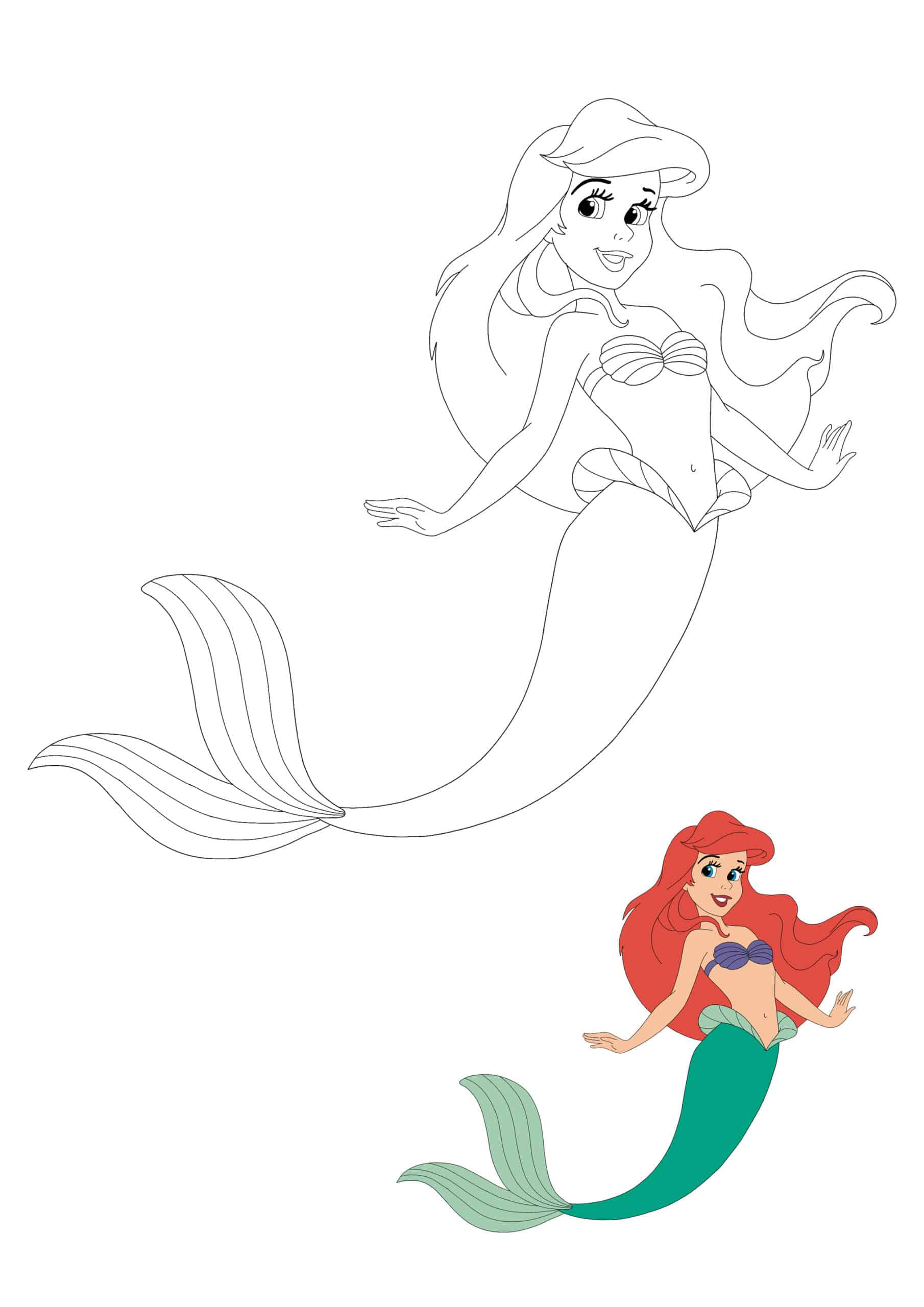 Coloriage Ariel À Imprimer Gratuit : Ariel Et Triton Est encequiconcerne Ariel La Petite Sirene Dessin