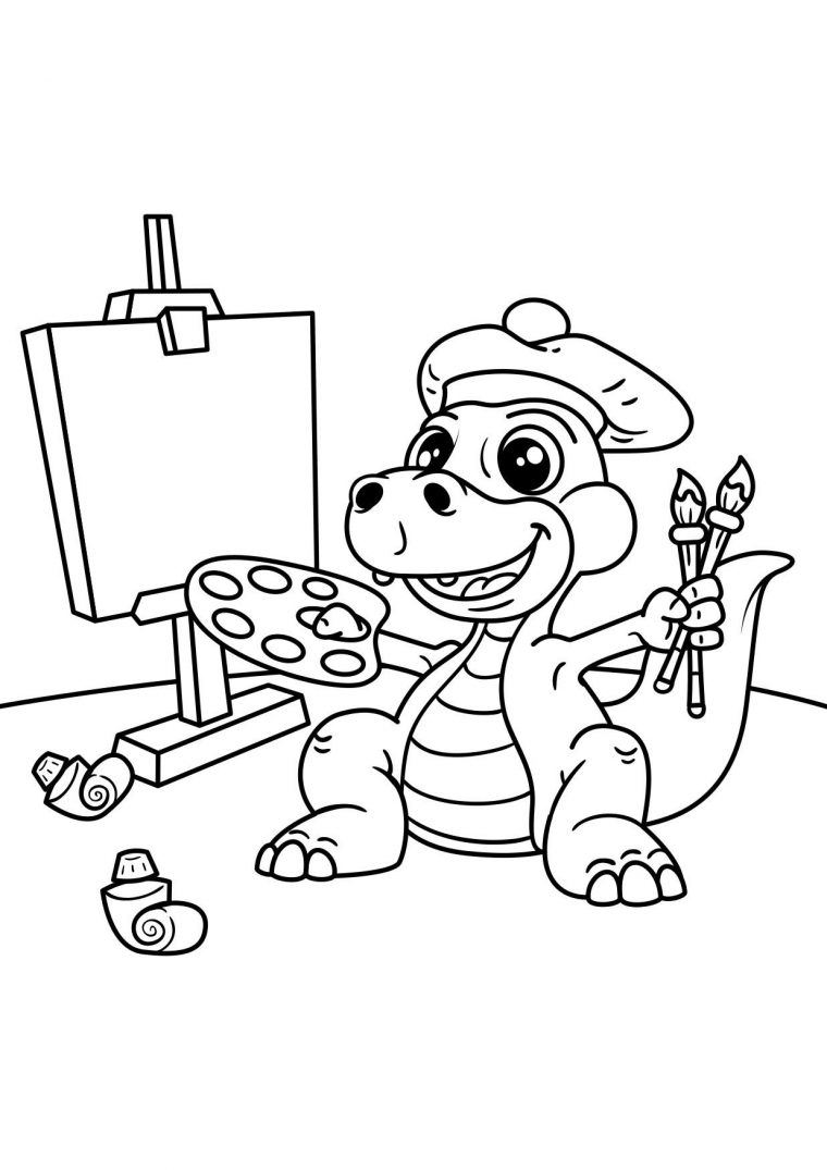 Coloriage Artiste De Dinosaure – Coloriages Gratuits À avec Images À Colorier