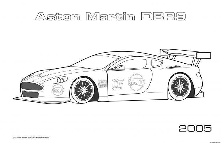 Coloriage Aston Martin Dbr9 2005 Dessin Voiture De Course tout Voiture A Colorier