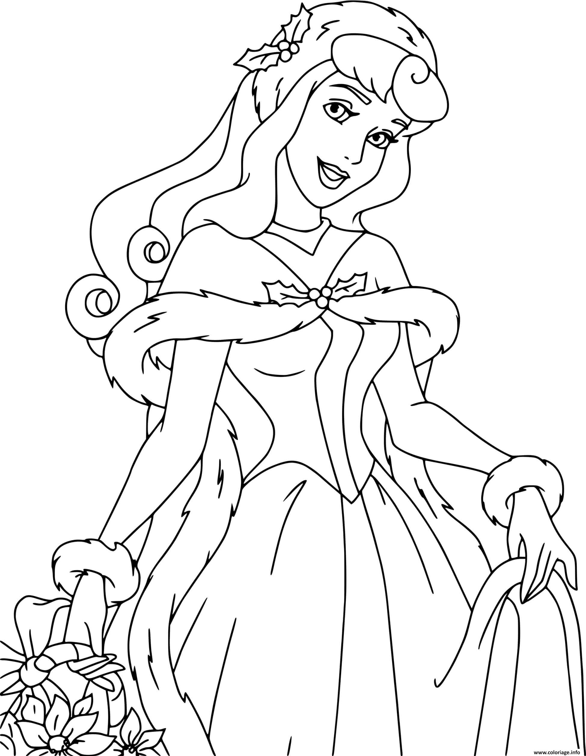 Coloriage Aurora Ready For Christmas Dessin Noel Disney À tout Coloriages À Imprimer Disney