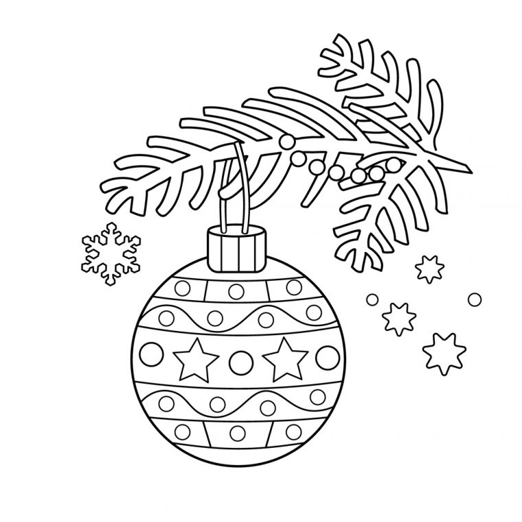 Coloriage Avec Modèle : Une Boule De Noël Avec Du Houx avec Boule Dessin