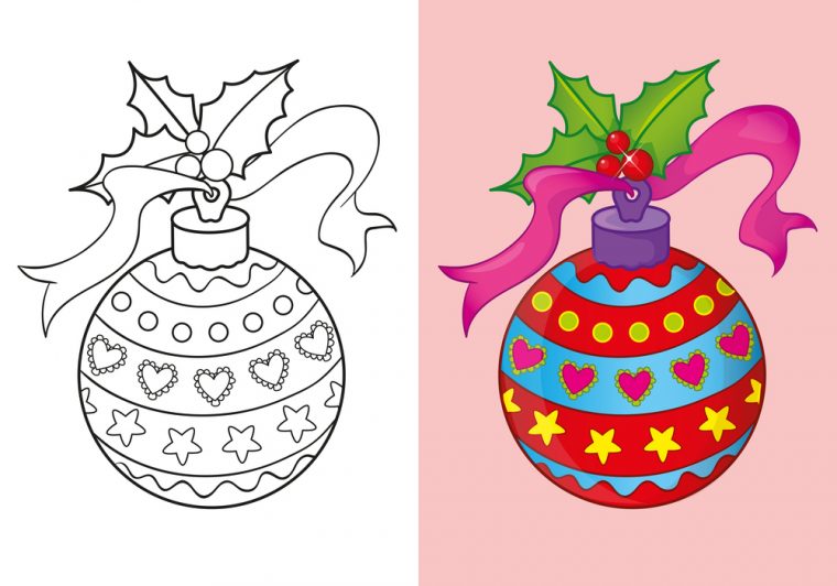 Coloriage Avec Modèle : Une Boule De Noël destiné Dessin De Noel A Colorier