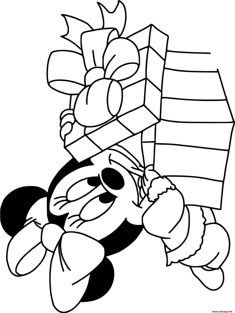 Coloriage Baby Minnie Present Dessin Noel Disney À Imprimer pour Dessin A Colorier Minnie