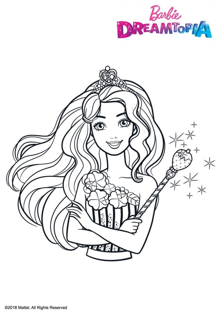 Coloriage Barbie Au Royaume Des Bonbons – Coloriage Barbie à Jeux De Coloriage De Barbie