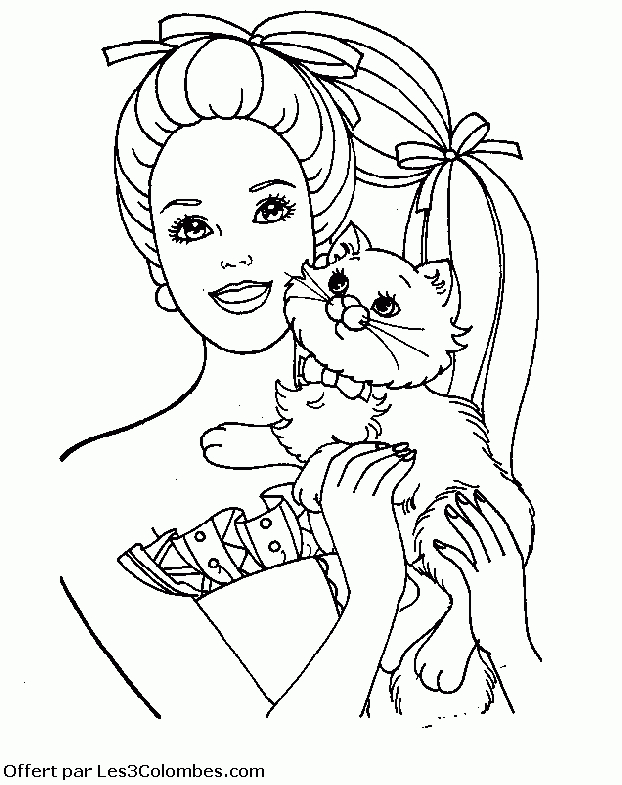 Coloriage Barbie Chat 04 - Coloriage En Ligne Gratuit Pour destiné Coloriage En Ligne Princesses 