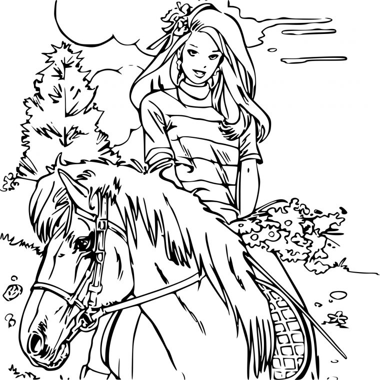 Coloriage Barbie Et Un Cheval À Imprimer Gratuit pour Coloriage De Barbie À Imprimer