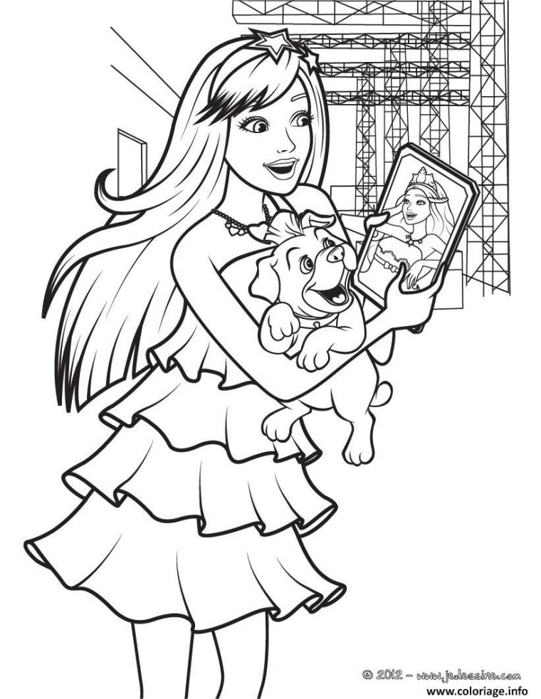 Coloriage Barbie Pop Star Avec Son Iphone Dessin Barbie À destiné Coloriage De Barbie À Imprimer