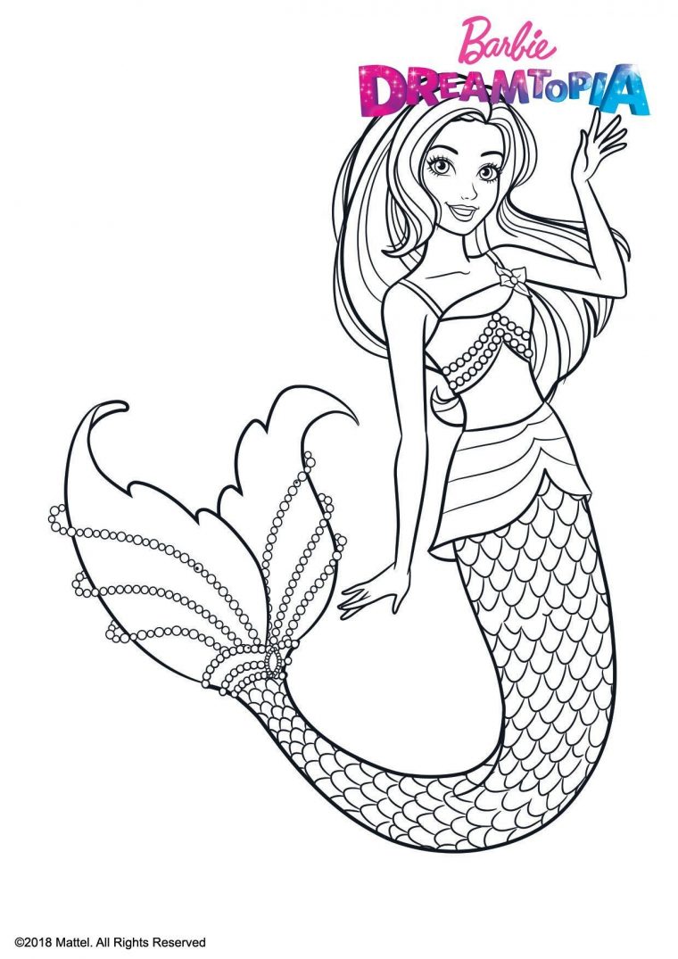 Coloriage Barbie Sirène Multicolore – Coloriage Barbie tout Coloriage Sirene