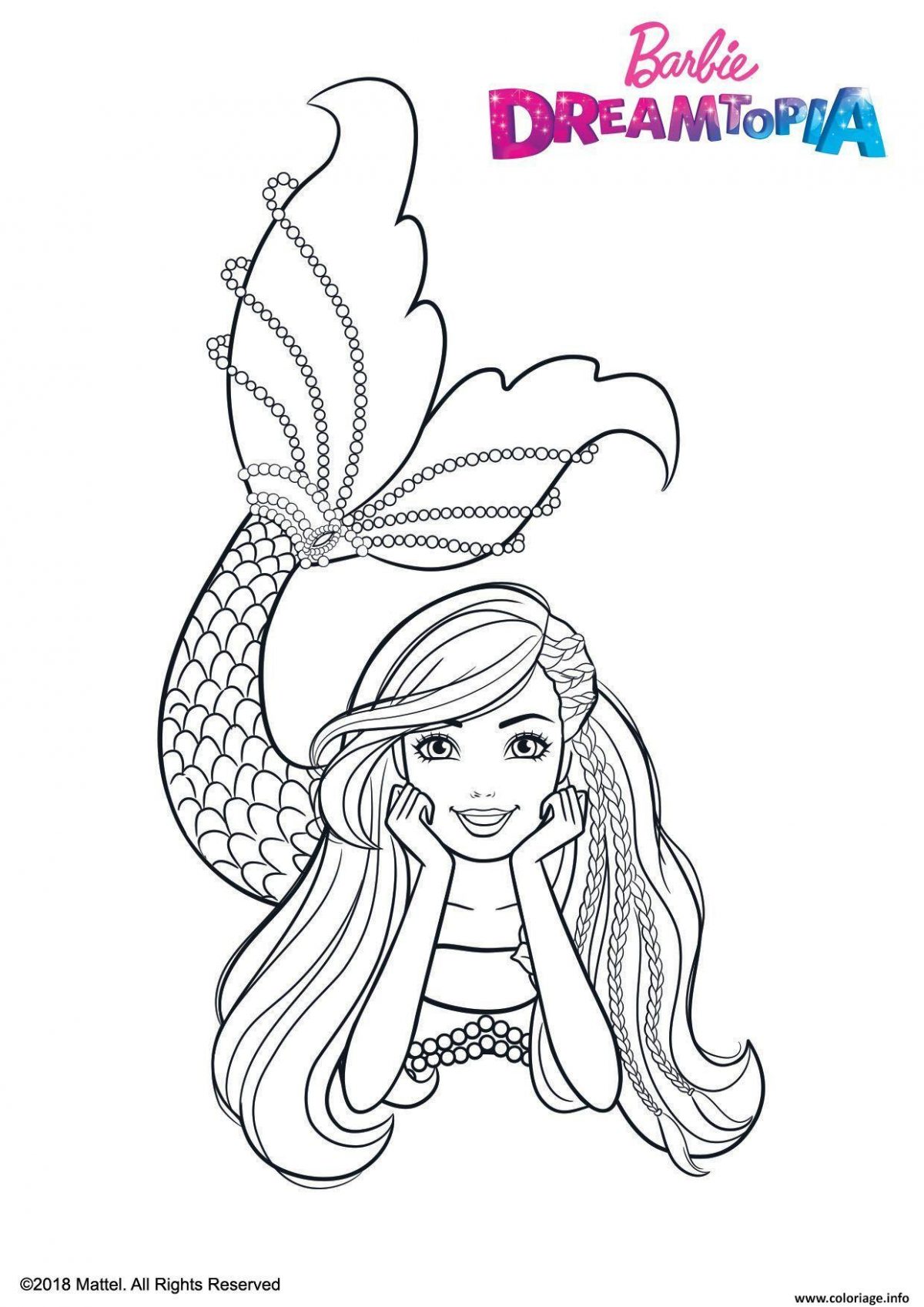 Coloriage Barbie Sirene Multicolore Dessin Barbie À Imprimer pour Sirène À Colorier