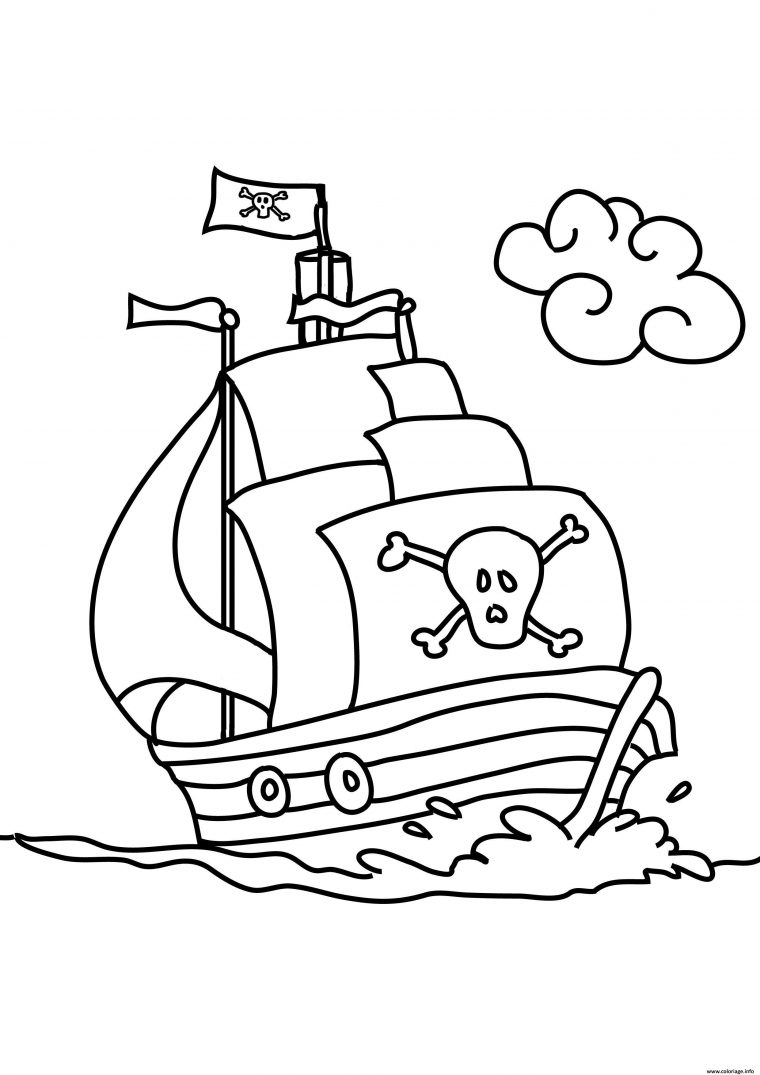 Coloriage Bateau De Pirates Facile Maternelle Dessin concernant Dessin De Pirate En Couleur