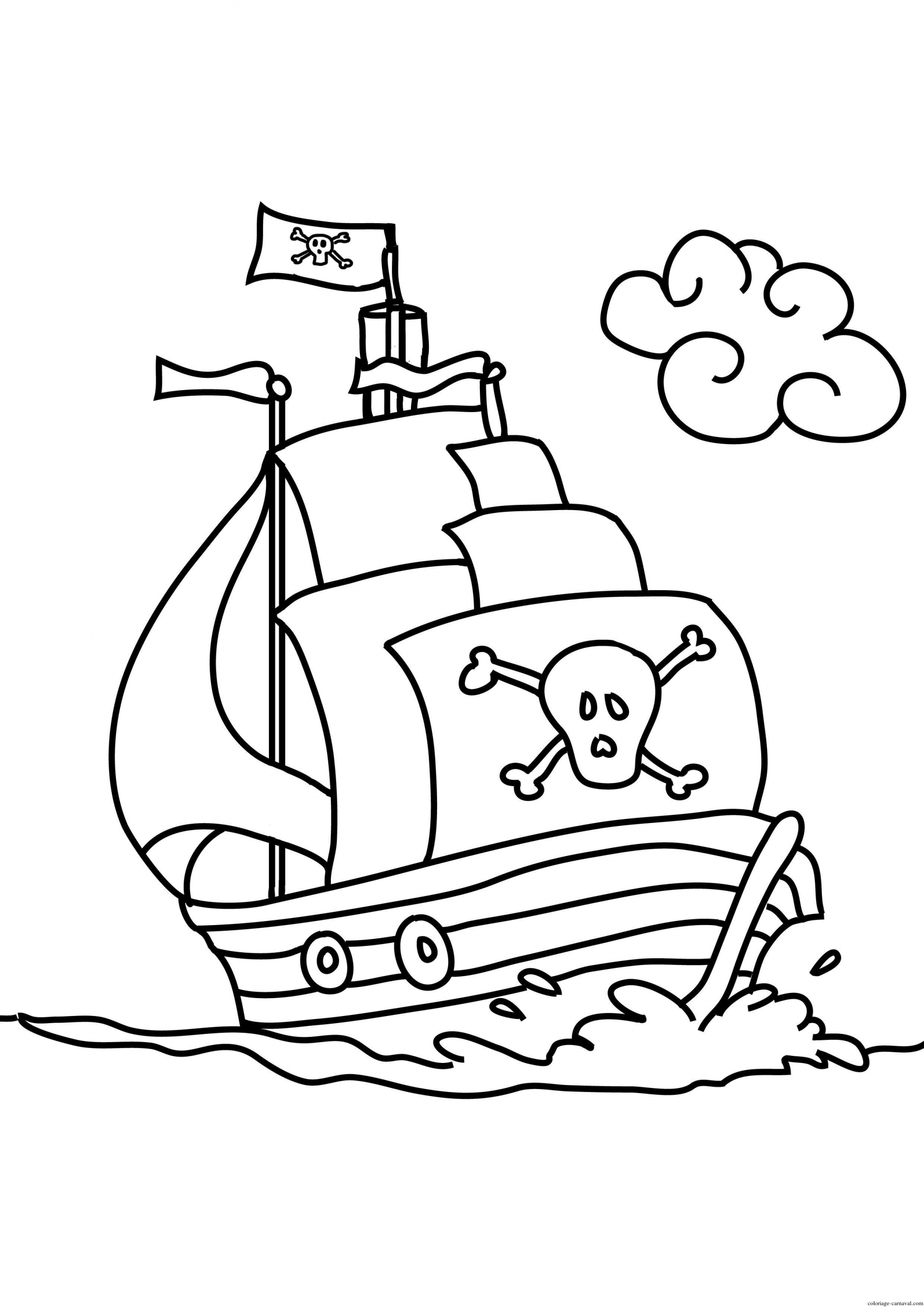 Coloriage Bateau De Pirates Facile Maternelle Dessin destiné Dessin De Bateau 