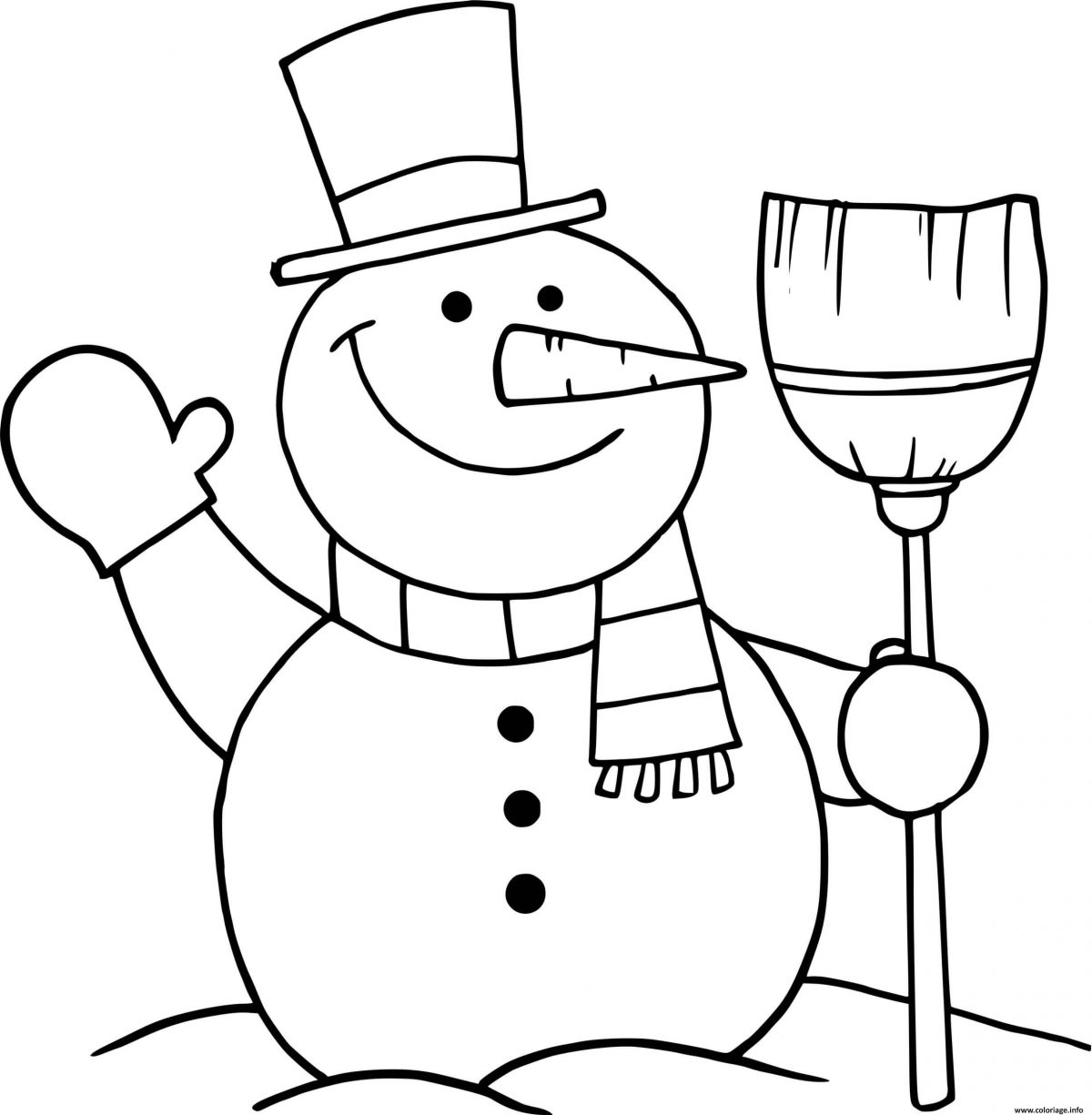 Coloriage Bonhomme De Neige Qui Fait Un Coucou Dessin destiné Dessin De Bonhomme De Neige