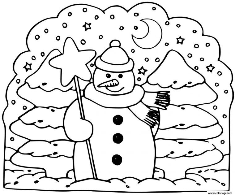 Coloriage Bonhomme De Neige Sapin Hiver Dessin Hiver À dedans Coloriage Magique Hiver