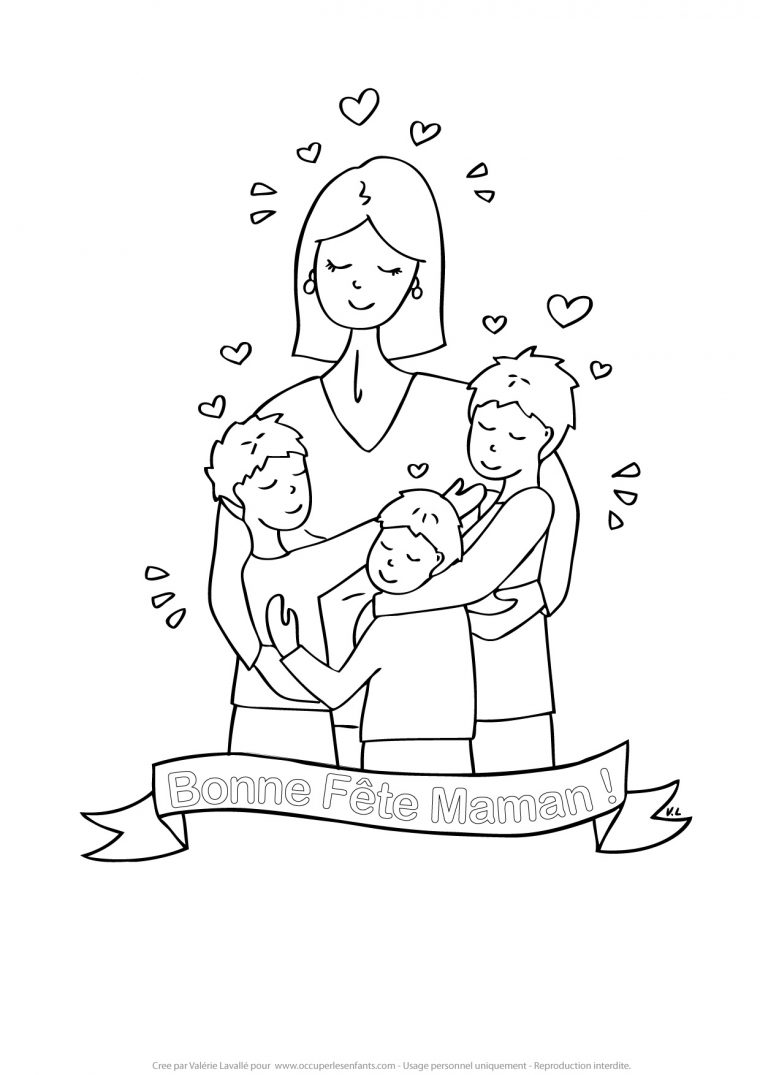 Coloriage Bonne Fete Maman De 3 Garçons – Occuper Les Enfants pour Coloriage Bonne Fete