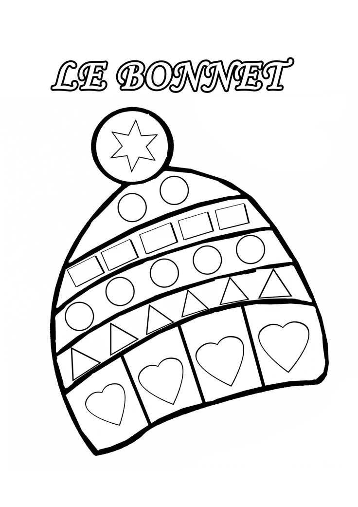 Coloriage Bonnet  Coloriage, Hiver Préscolaire intérieur Fiche De Bricolage A Imprimer 