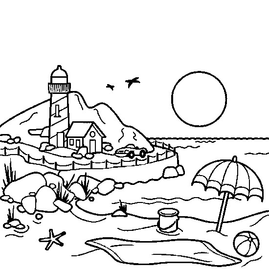 Coloriage Bord De Mer Dessin Gratuit À Imprimer destiné Coloriage Été 