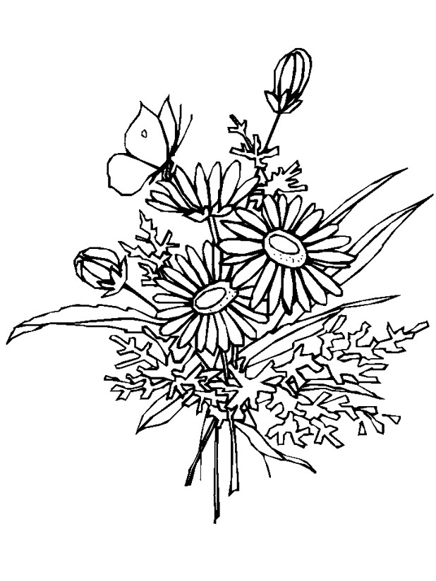 Coloriage Bouquet De Fleur Marguerite Dessin Gratuit À serapportantà Dessin Bouquet De Fleurs 