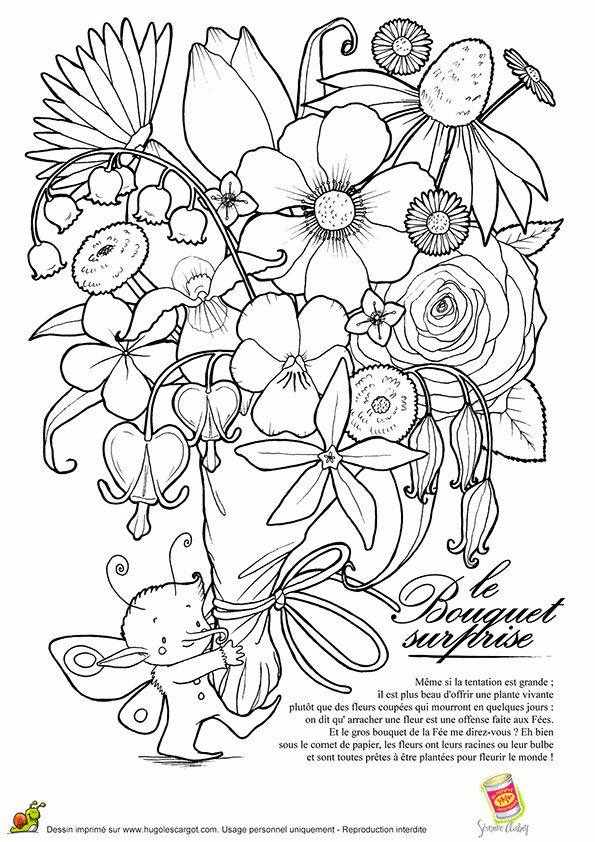 Coloriage Bouquet De Fleurs destiné Coloriages De Fleurs 