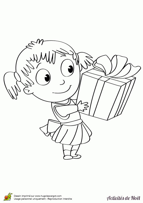 Coloriage Cadeau De Petite Fille destiné Cadeau A Colorier