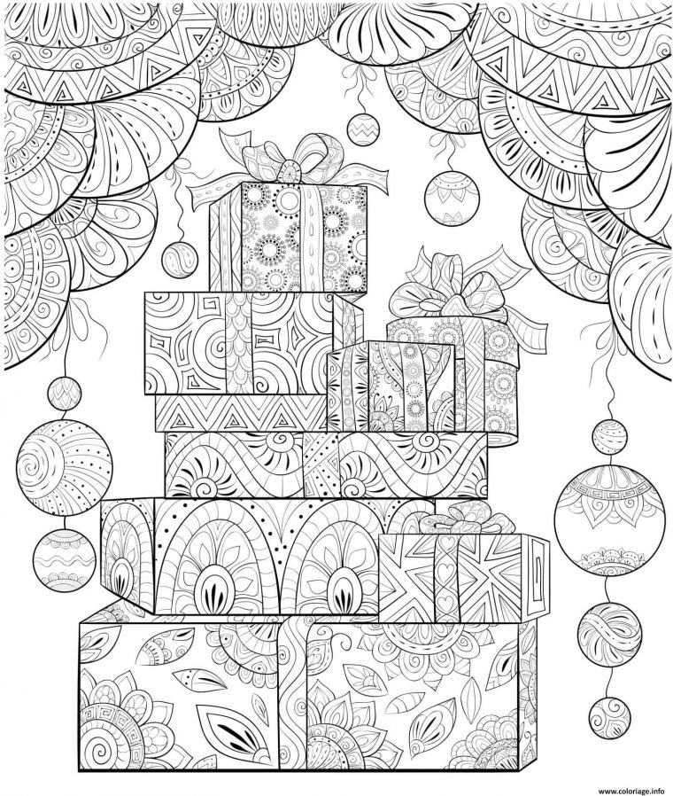 Coloriage Cadeaux De Noel Mandala Anti Stress Dessin Noel dedans Coloriage Guirlande Noel