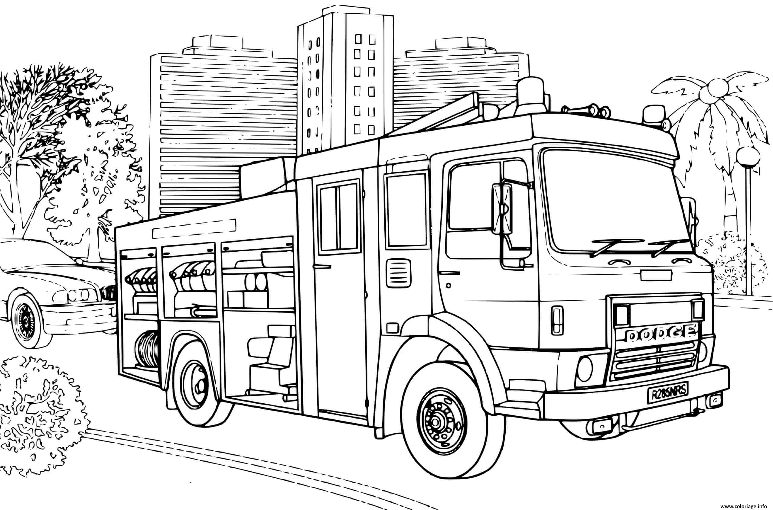 Coloriage Camion De Pompier Dodge Dessin Camion De Pompier tout Dessin De Camion Americain