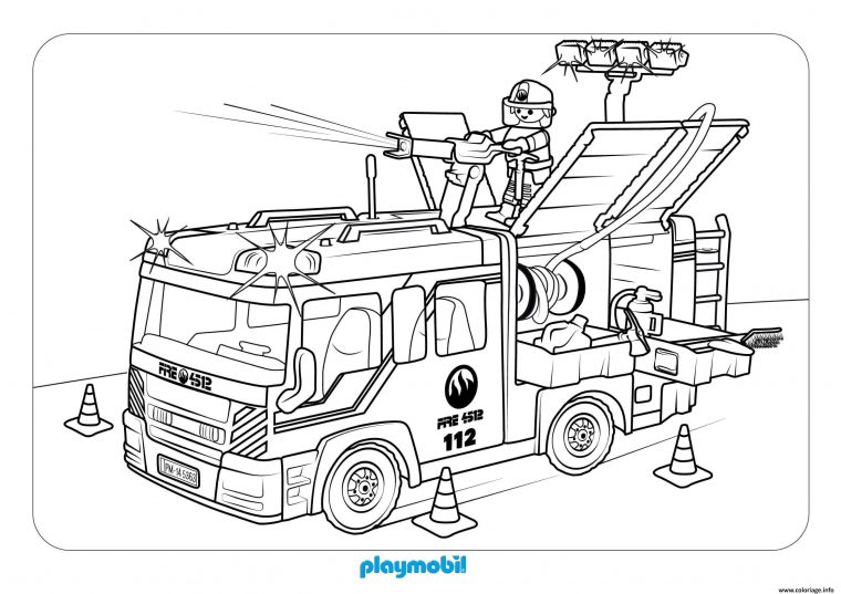 Coloriage Camion De Pompier Playmobil Dessin Playmobil À avec Coloriage Travaux