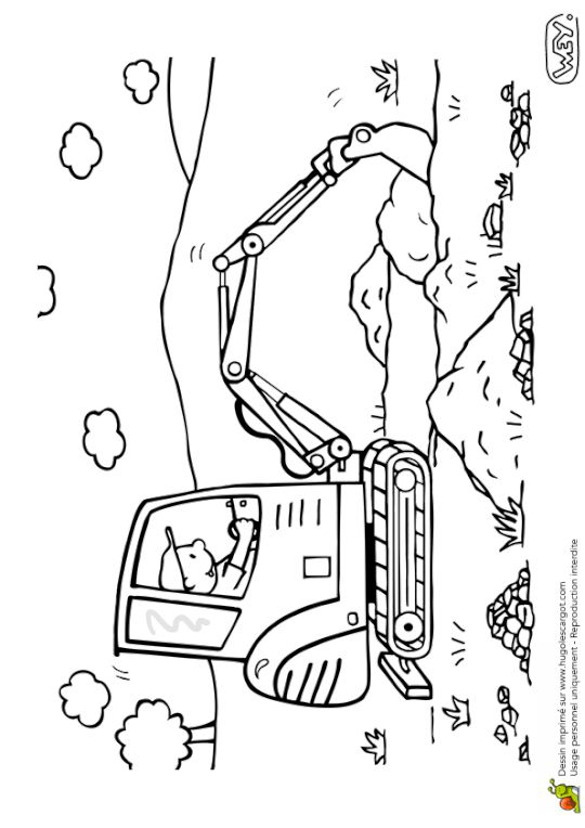 Coloriage Camion Et Chantier Pelleteuse  Coloriage Camion dedans Coloriage Pelleteuse 