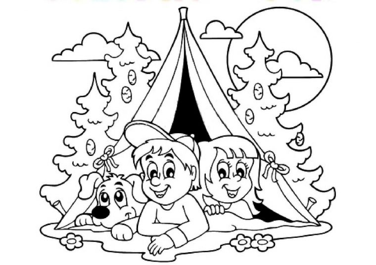 Coloriage – Camping Sous La Tente avec Été Dessin