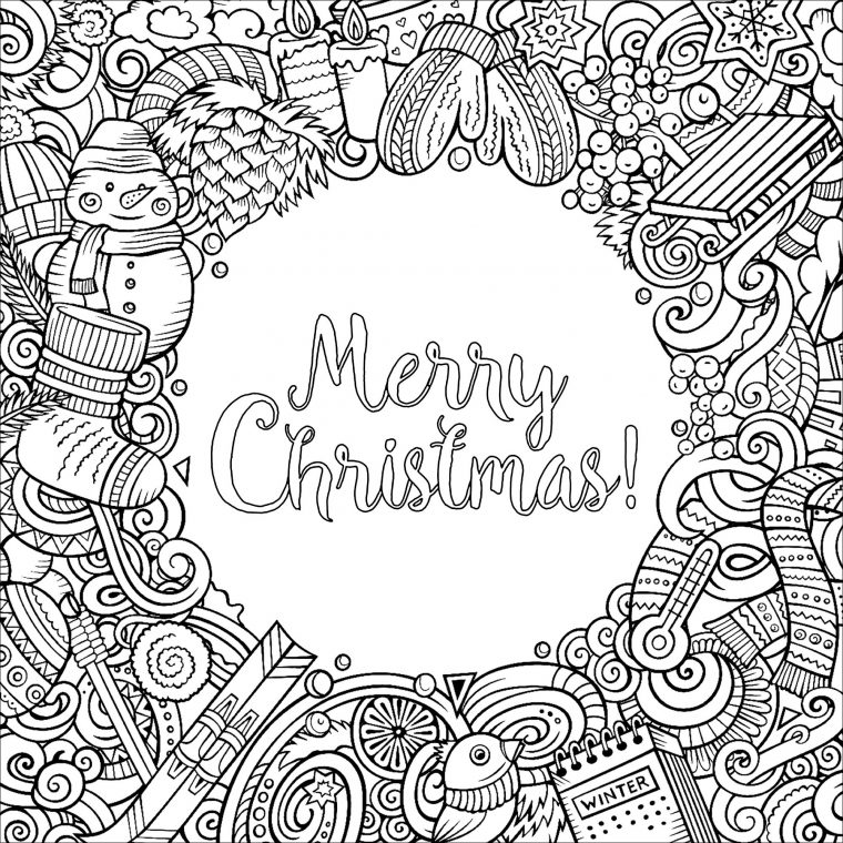 Coloriage Carré "Merry Christmas" – Noël – Coloriages à Coloriages Noel