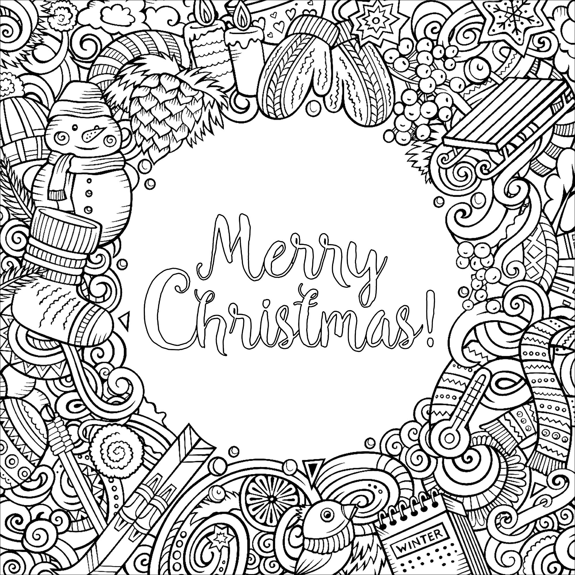 Coloriage Carré &quot;Merry Christmas&quot; - Noël - Coloriages à Coloriages Noel
