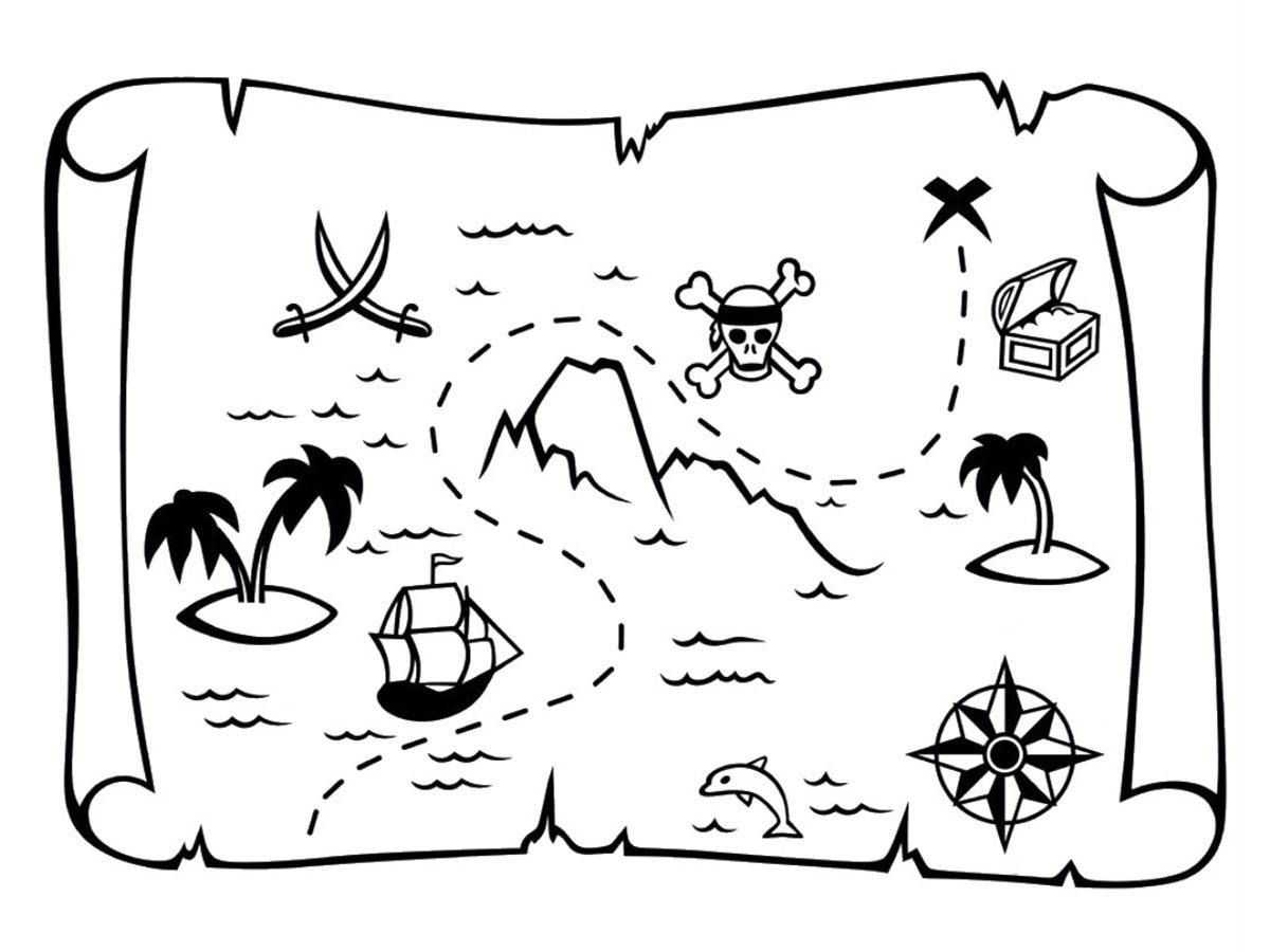 Coloriage Carte Au Trésor : Dessins À Imprimer destiné Drapeau De Pirate À Imprimer Gratuit 