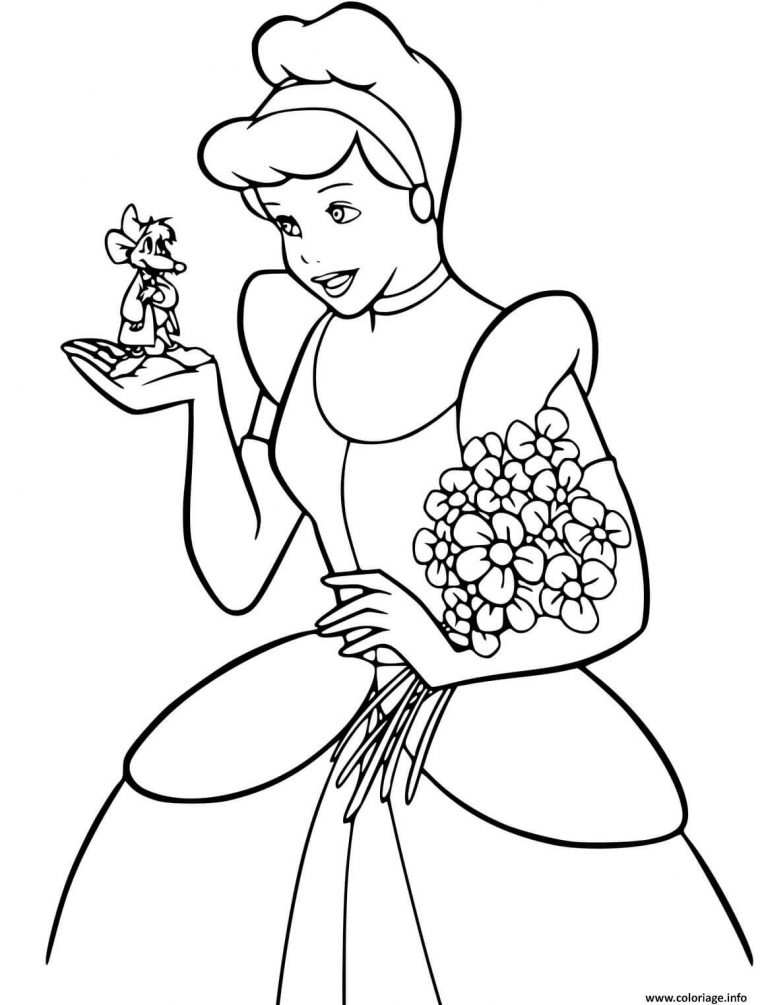 Coloriage Cendrillon Avec De Jolies Fleurs Dessin concernant Cendrillon Coloriage À Imprimer