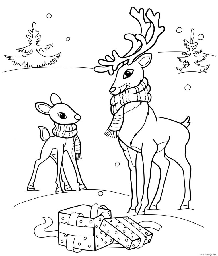 Coloriage Cerf Animaux Rennes Hiver Dessin Hiver À Imprimer tout Coloriage À Imprimer Animaux