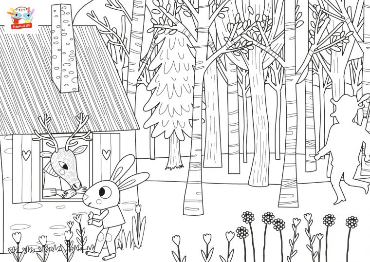 Coloriage Chanson – Dans La Forêt Un Grand Cerf serapportantà Coloriage Forêt À Imprimer