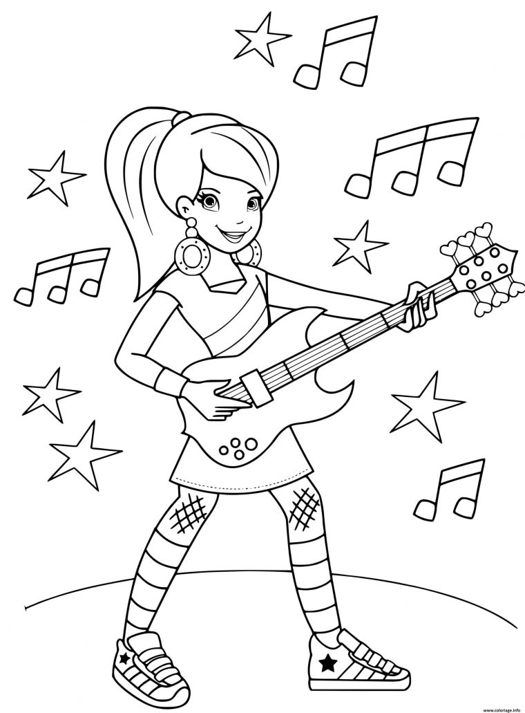 Coloriage Chanteuse Star De La Musique Fille Guitare intérieur Coloriage 2 Ans A Imprimer Gratuit