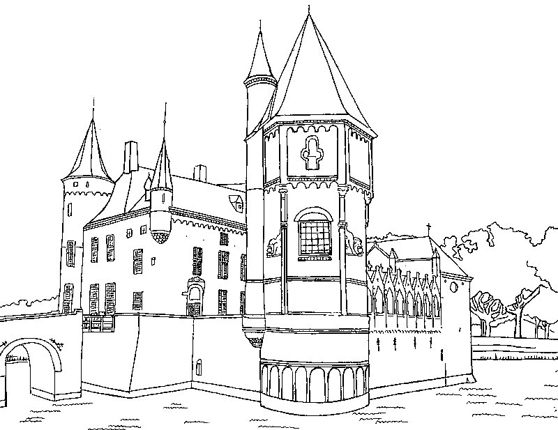 Coloriage Chateau #62051 (Bâtiments Et Architecture à Château Dessin 