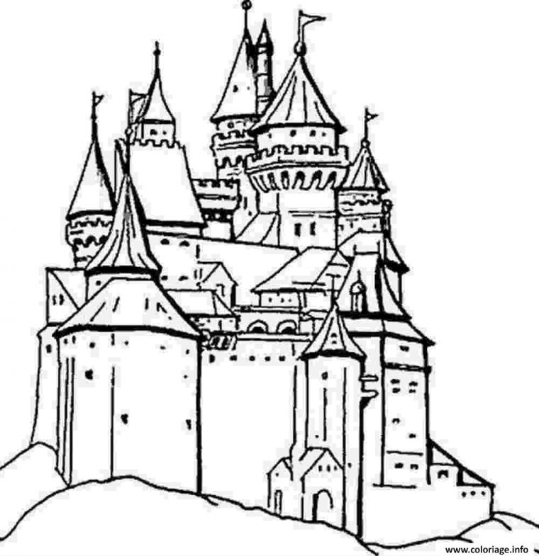 Coloriage Chateau Ancien Dessin Chateau À Imprimer destiné Coloriage Chateau Fort