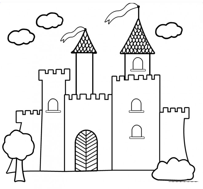 Coloriage Château Vecteur Dessin Gratuit À Imprimer encequiconcerne Dessin Chateau Fort 