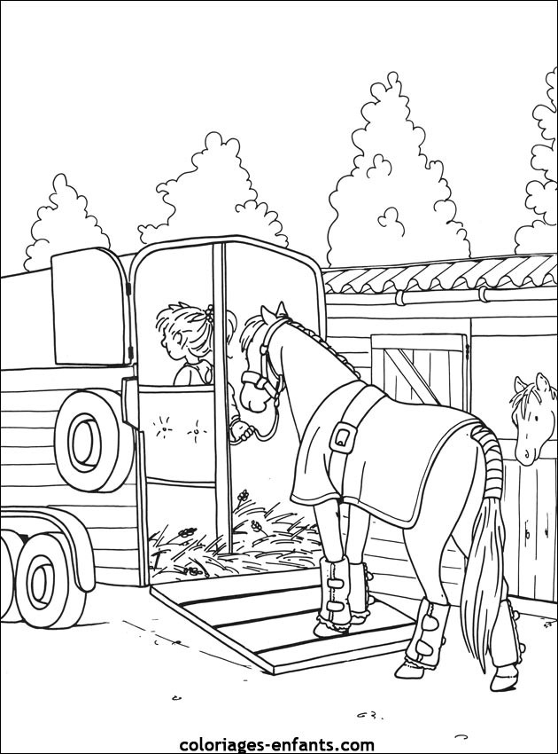 Coloriage Cheval Monte Dans La Véhicule Dessin Gratuit À avec Chevaux À Colorier 