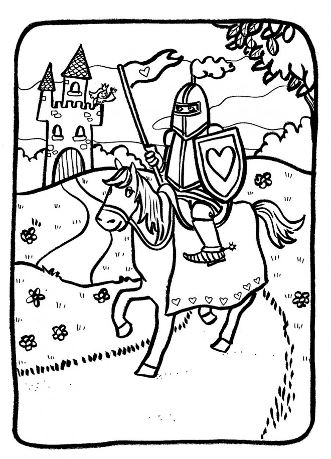 Coloriage Chevalier Qui Quitte Le Château Dessin Gratuit À destiné Coloriage Chateau De Princesse À Imprimer 