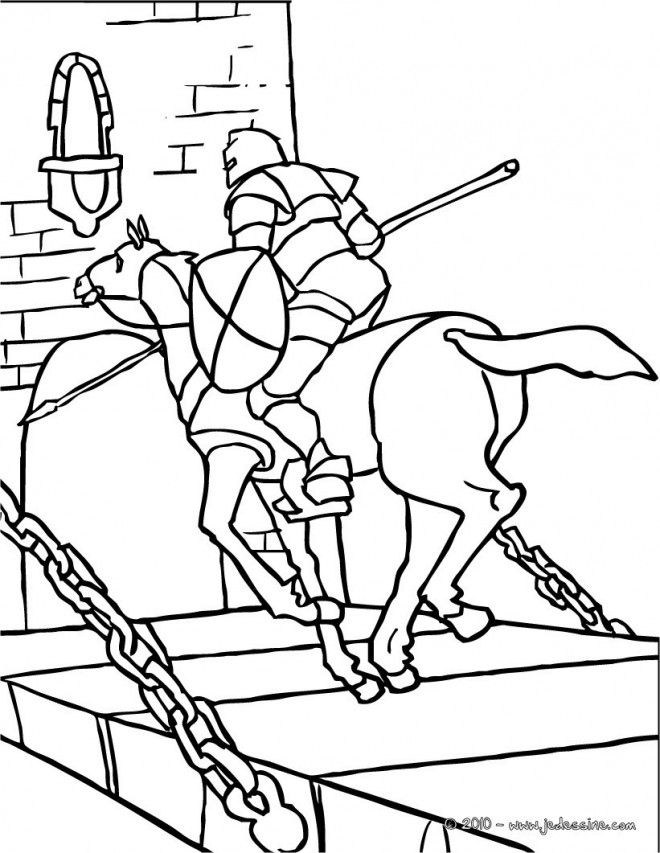 Coloriage Chevalier Sur Le Pont Dessin Gratuit À Imprimer destiné Chevalier À Imprimer