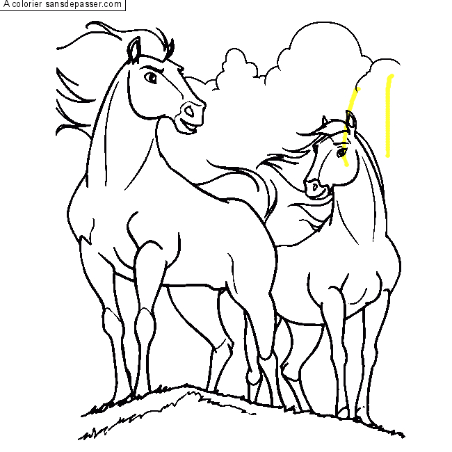 Coloriage Chevaux Au Vent - Sans Dépasser intérieur Coloriage Cheval Au Galop 