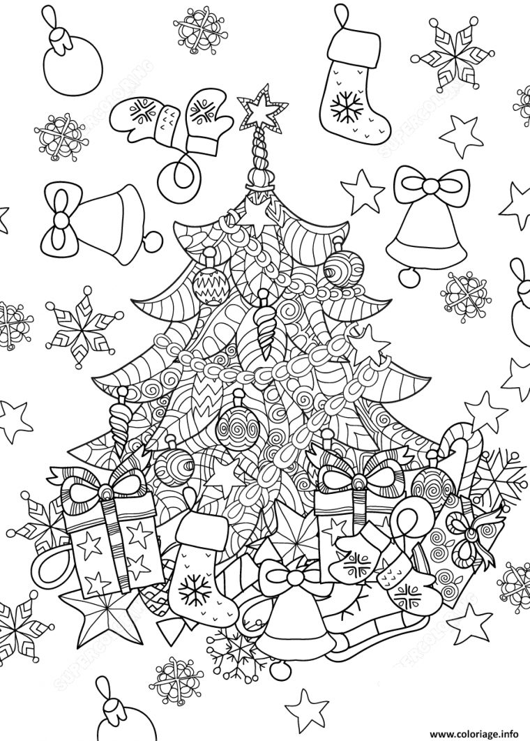 Coloriage Christmas Tree Zentangle Sapin De Noel Dessin intérieur Dessin De Noel A Colorier