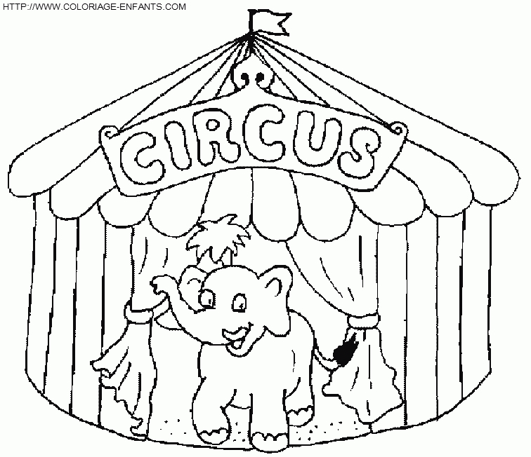 Coloriage Cirque Chapiteau Avec Elephant À Imprimer Et À destiné Coloriage Chapiteau 