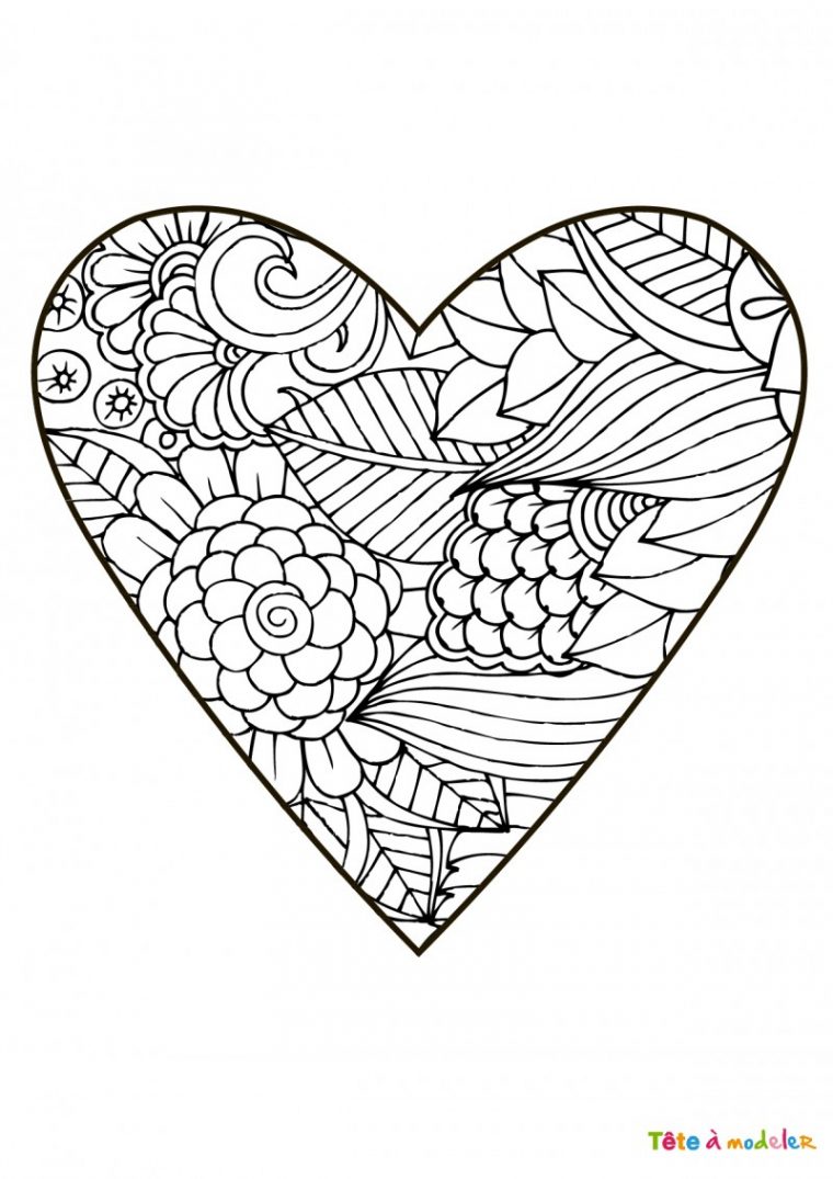 Coloriage Coeur #01 – Un Coloriage De Tête À Modeler Avec dedans Coeur À Imprimer